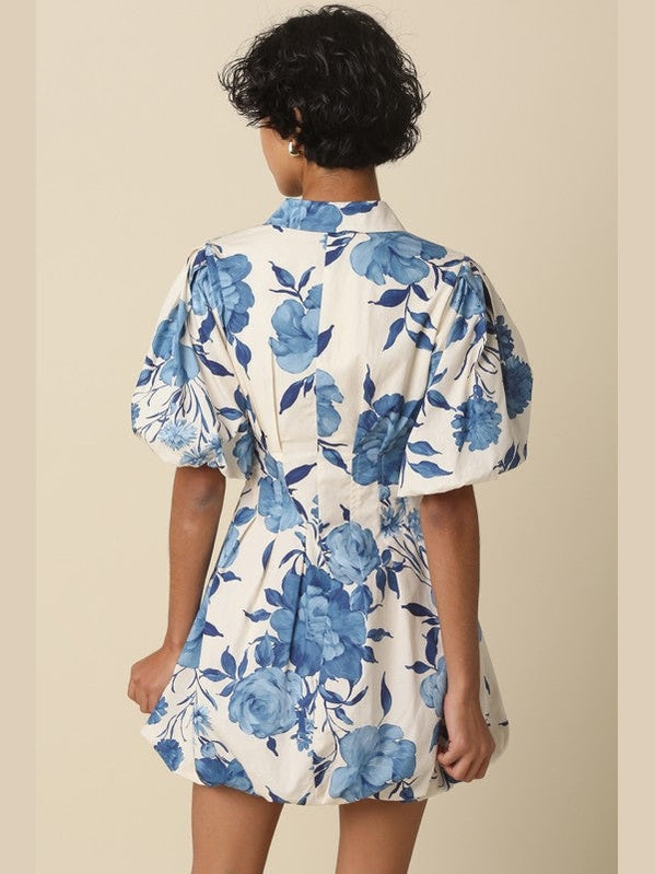 Tess Blue Floral Bubble Dress