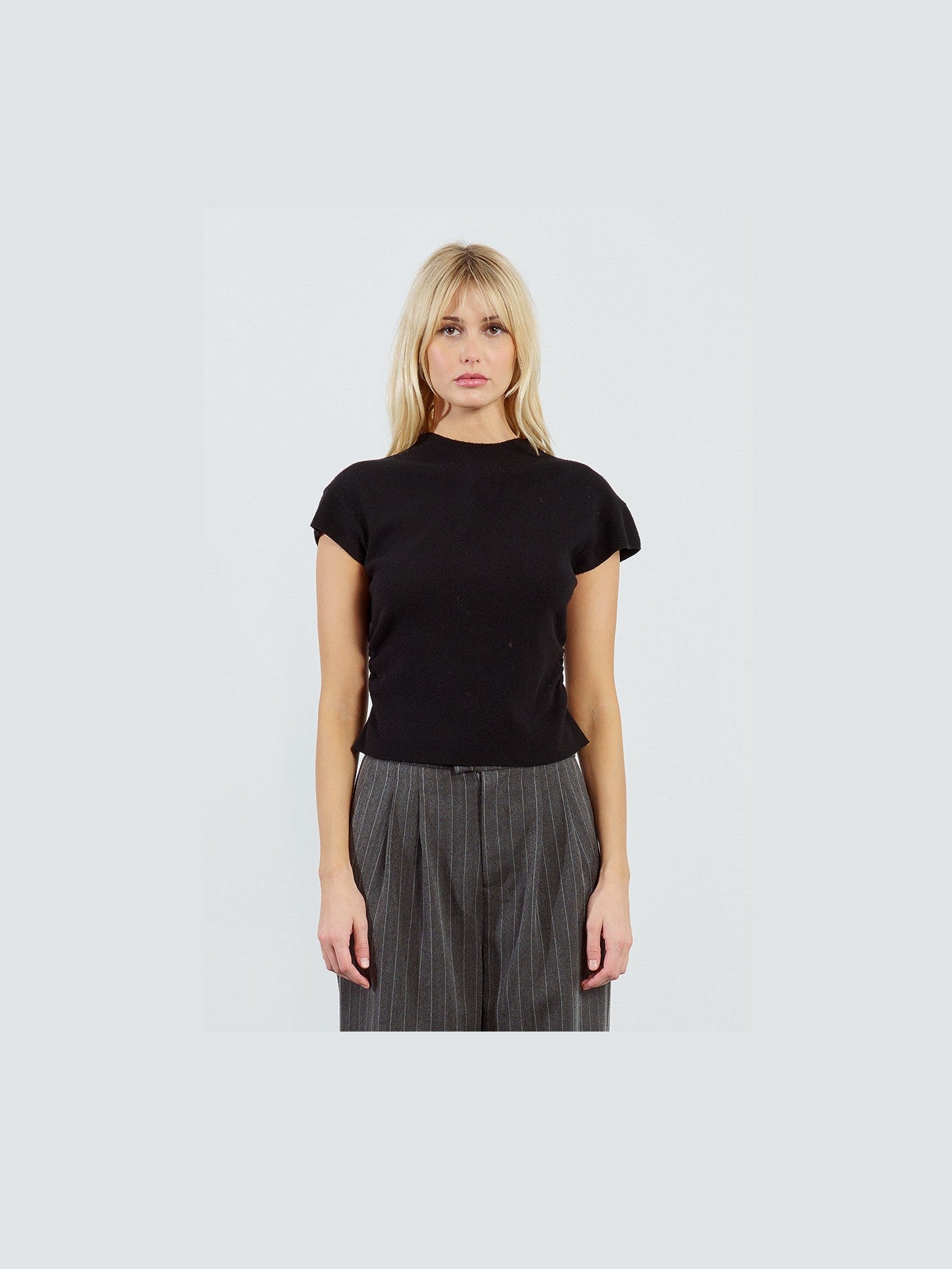 Ruched Black Knitted Top