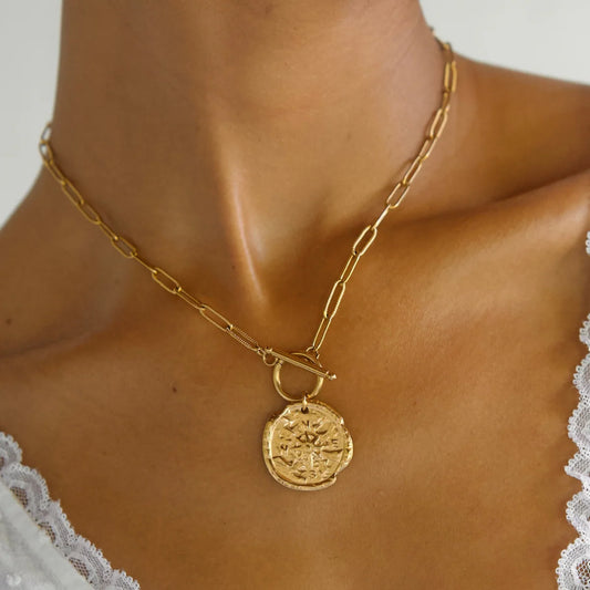 Asher Compass Pendant Toggle Chain Necklace