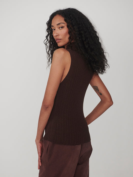 Birdie Knit Tank - Coffee Bean
