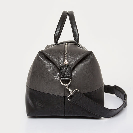 Alpha Leather Duffel Bag - Grey / Black