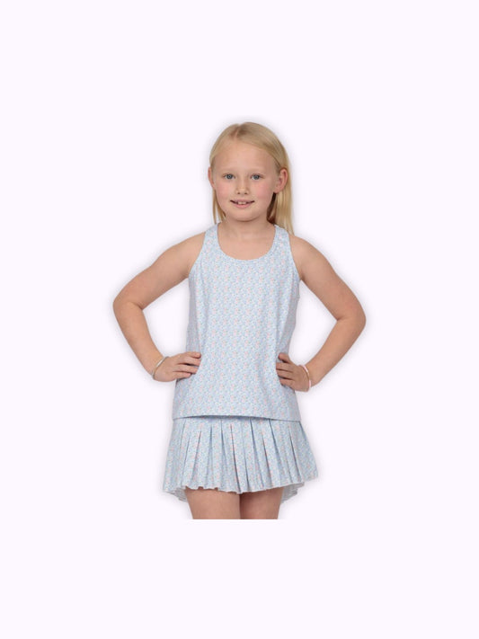 Grand Blue Flowers Mini Pleat Skort