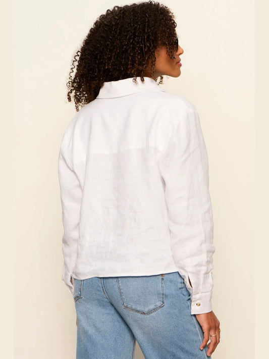 More Love Linen Tie Top White