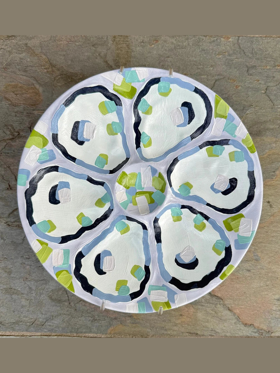 Confetti Coast Oyster Plate - Blue