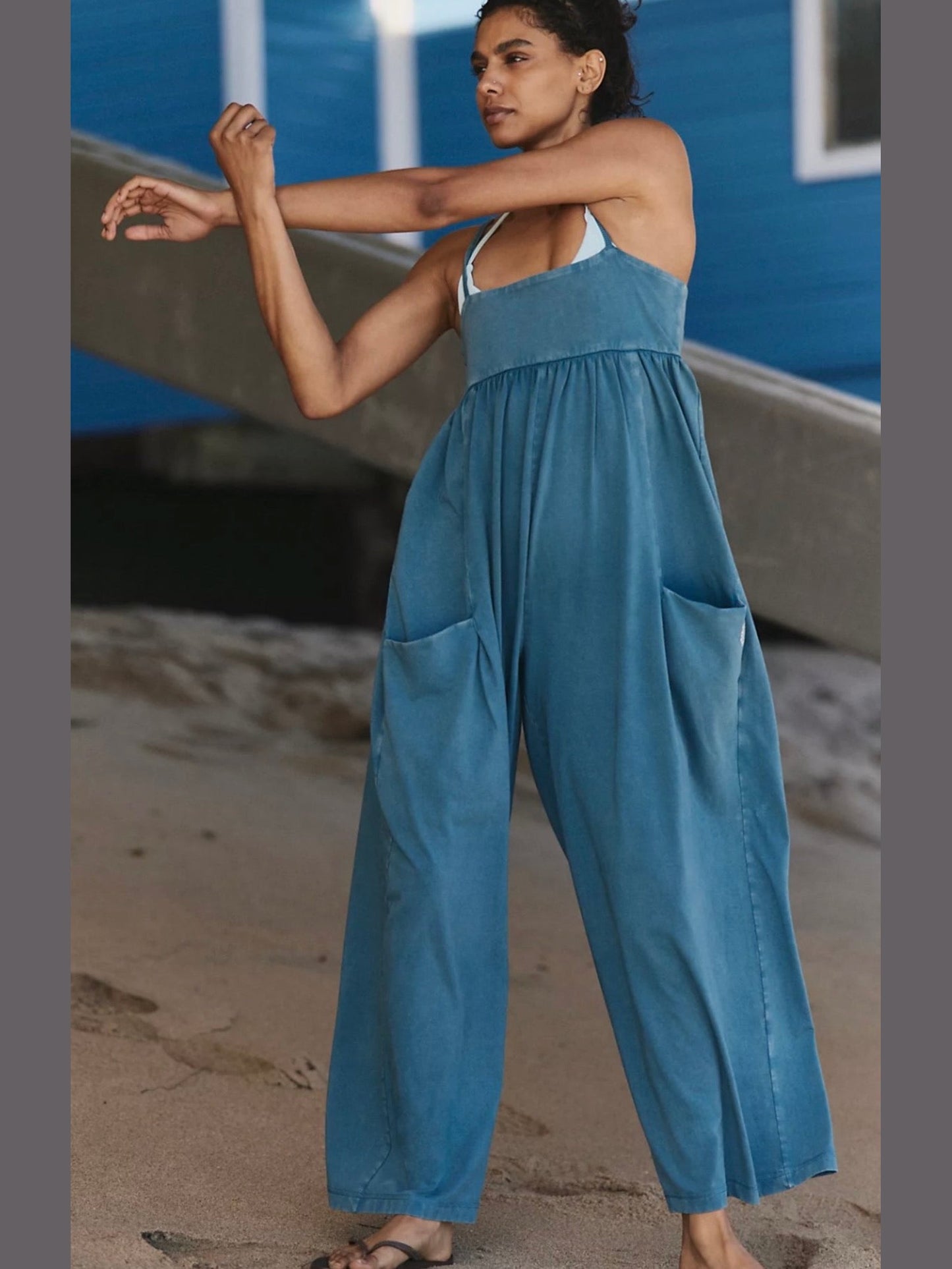Hot Shot Strappy Onesie - Riptide