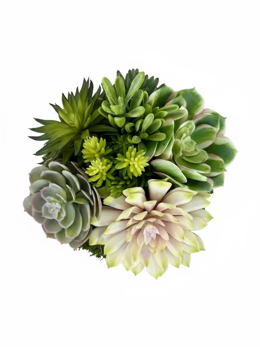 Succulent in White Swirl Pot