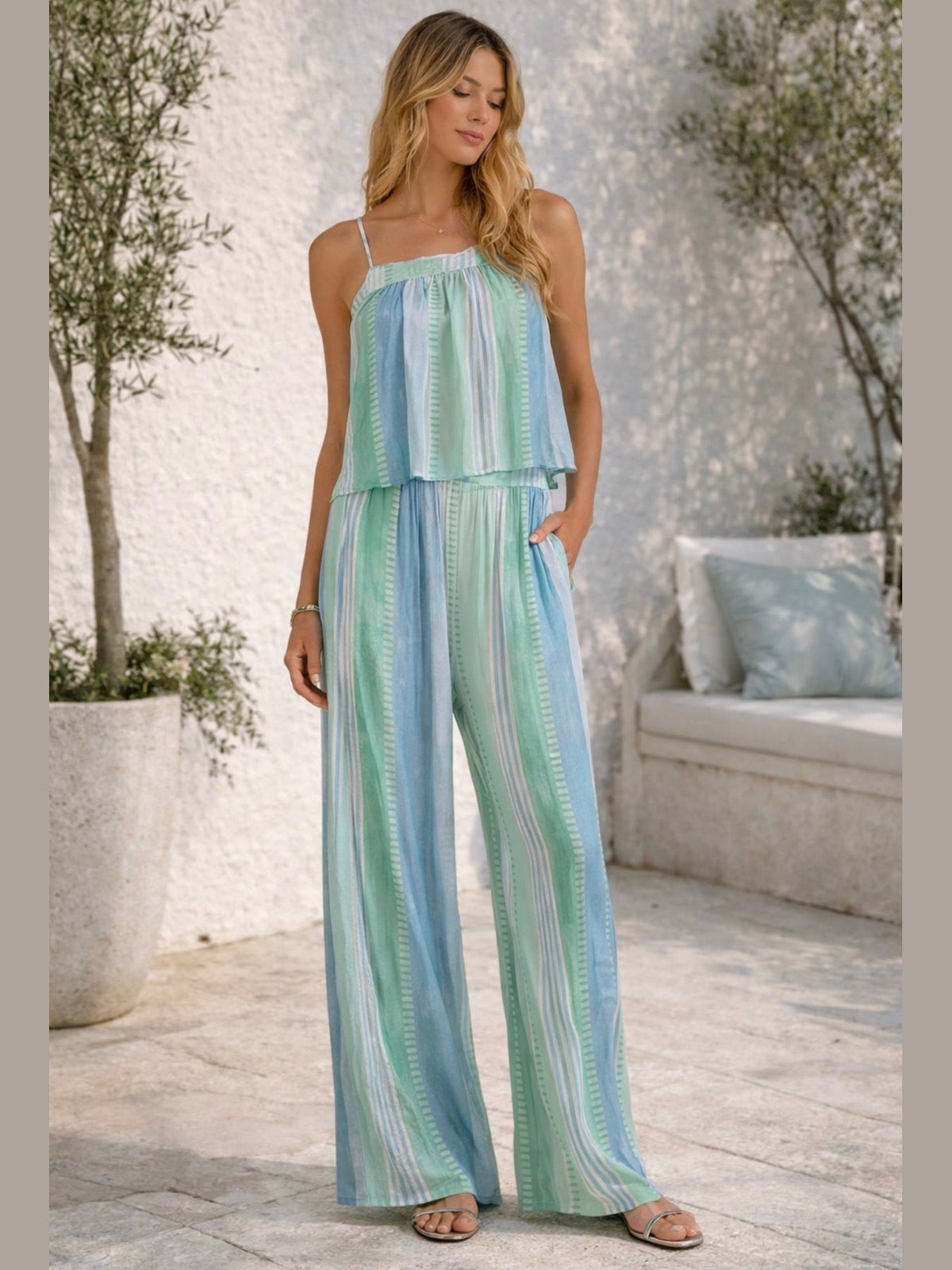 Blue Strovia Wide Leg Pants