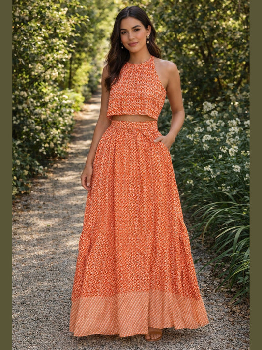 Red Zina Maxi Skirt