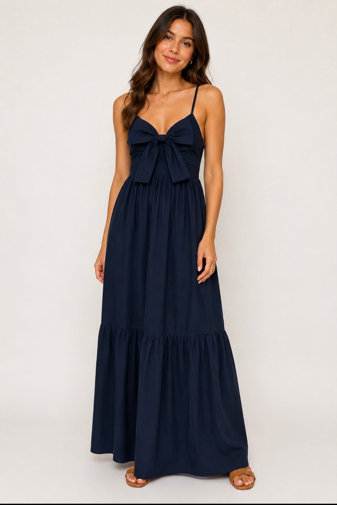 Navy Flutter poplin dress
