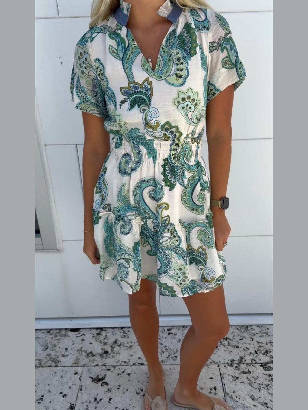 Printed Smock Waist Dress