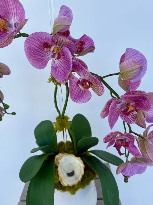 Double purple orchid arrangements