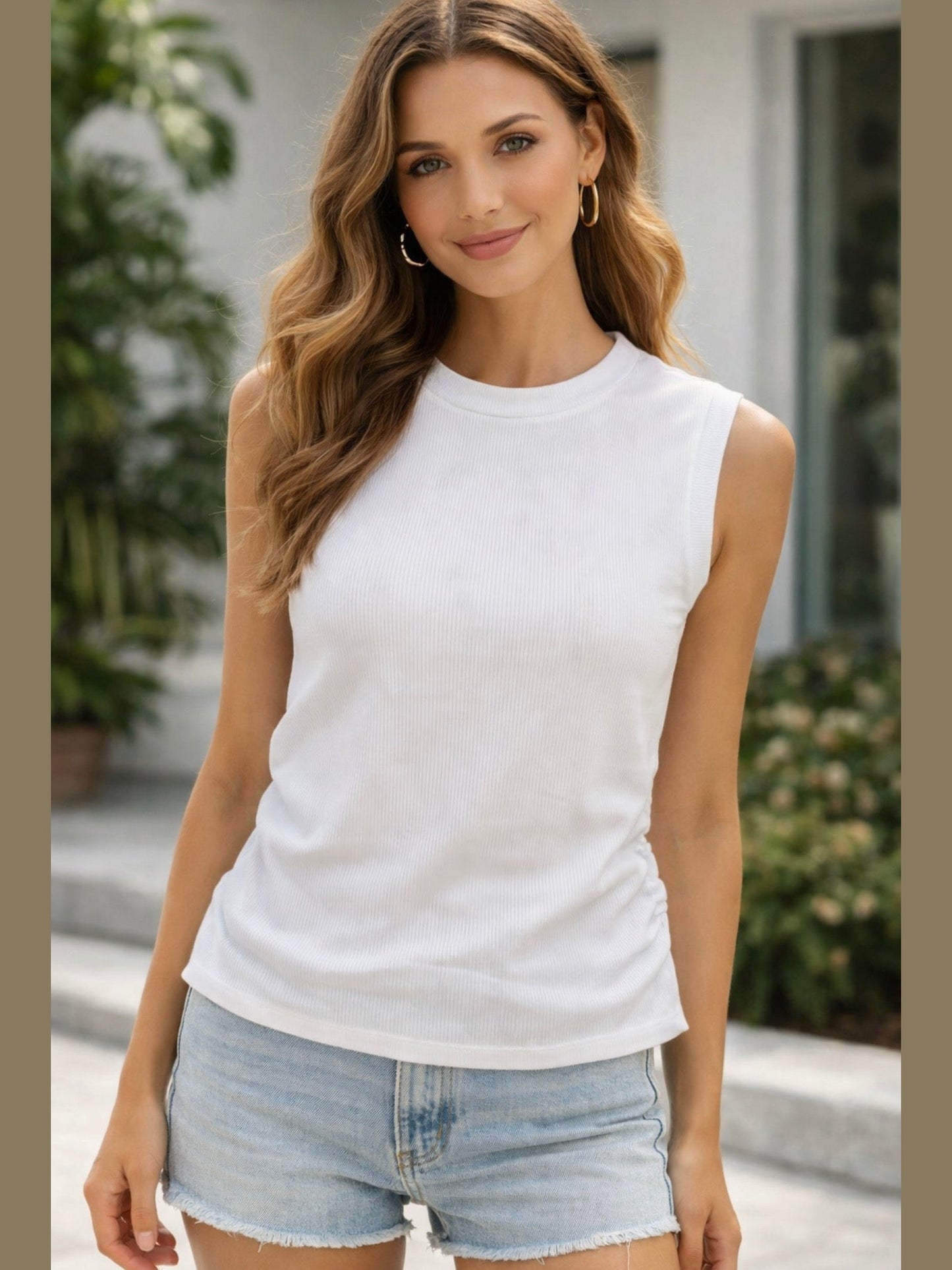Ribbed Ruched Tank