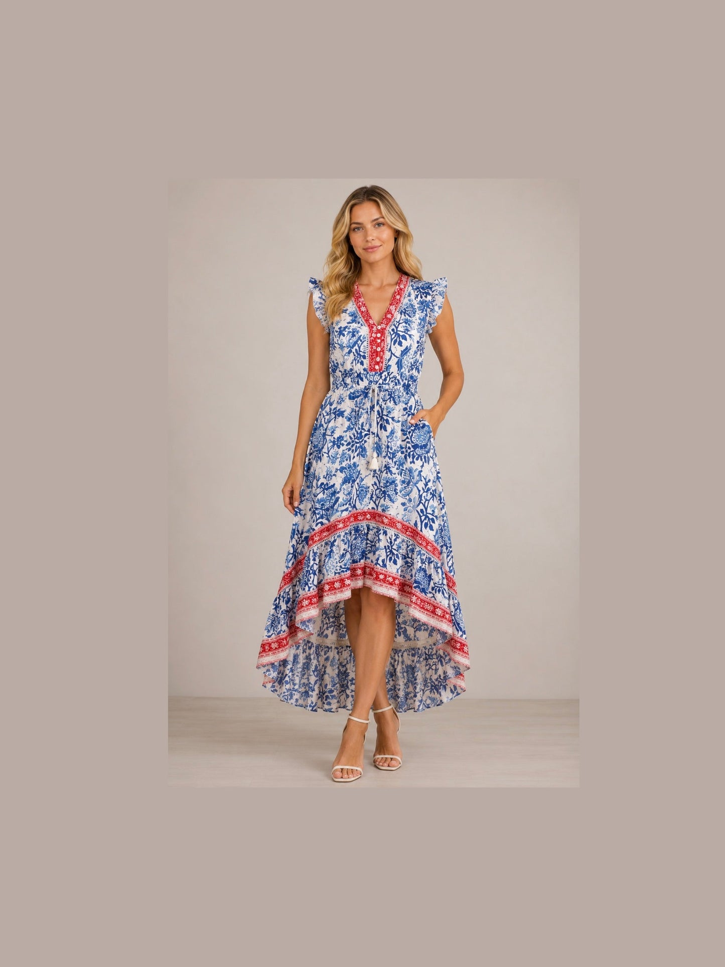 Nina High Low Neck - Floral Vine