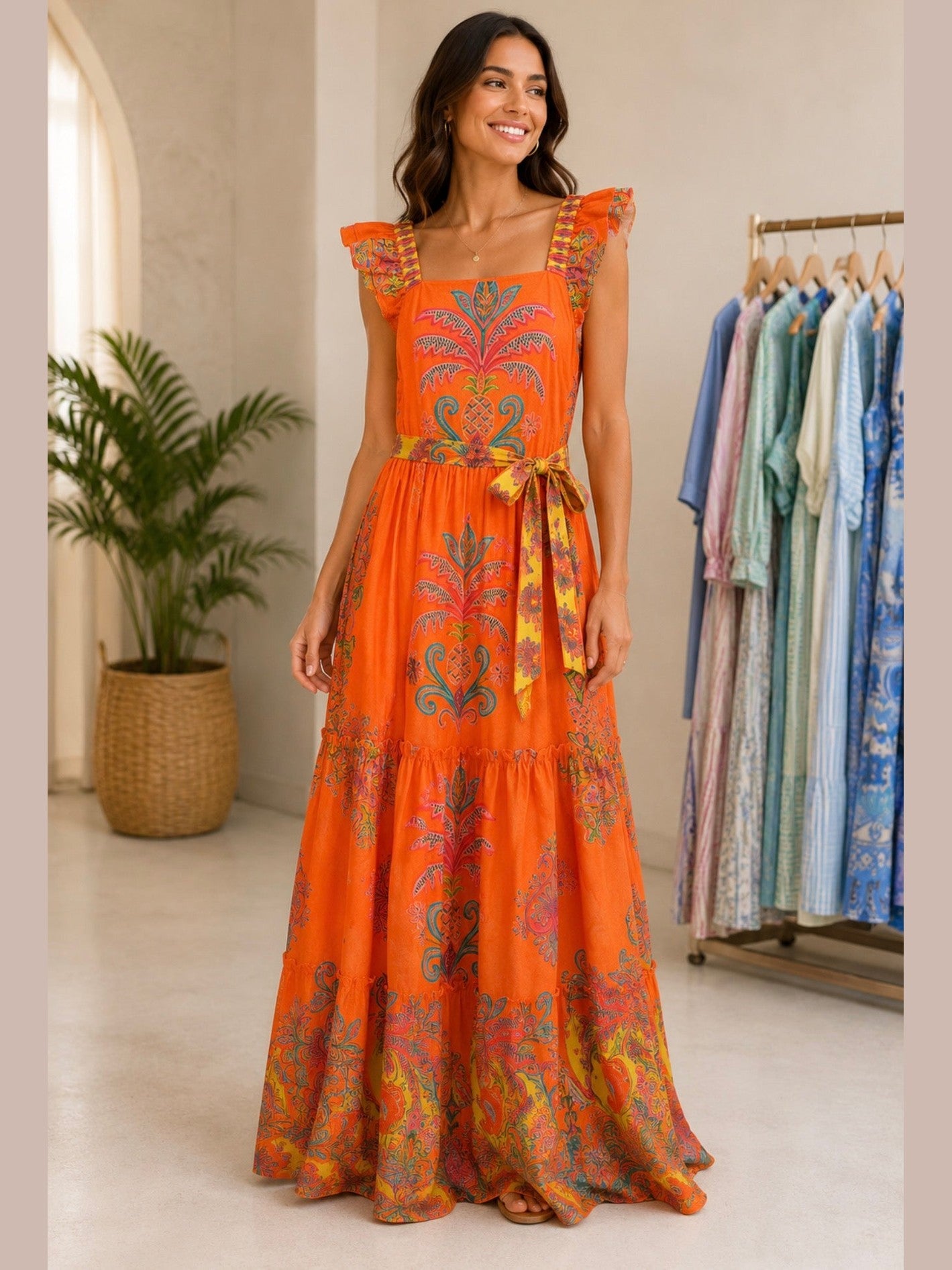 Elsie Dress - Apricot Filigree