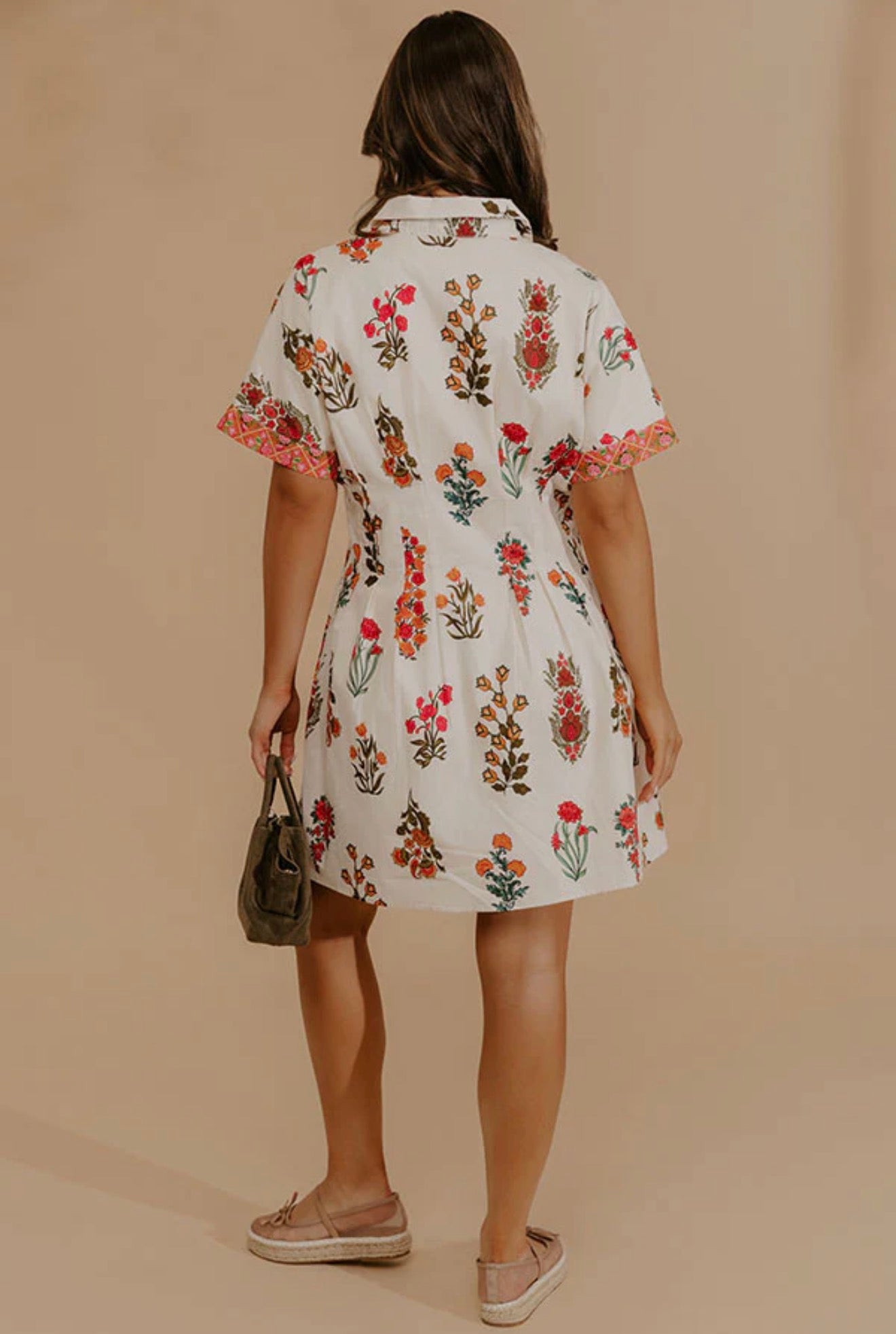 Cream Floral Mini Dress