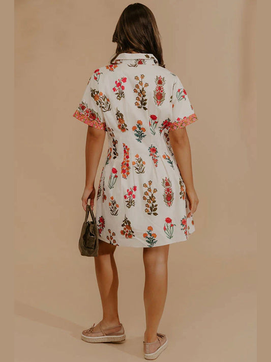 Cream Floral Mini Dress