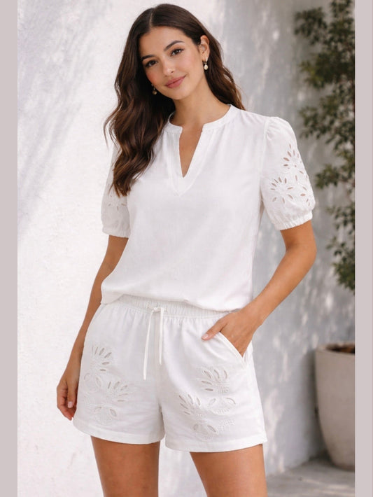 White Eyelet Shorts