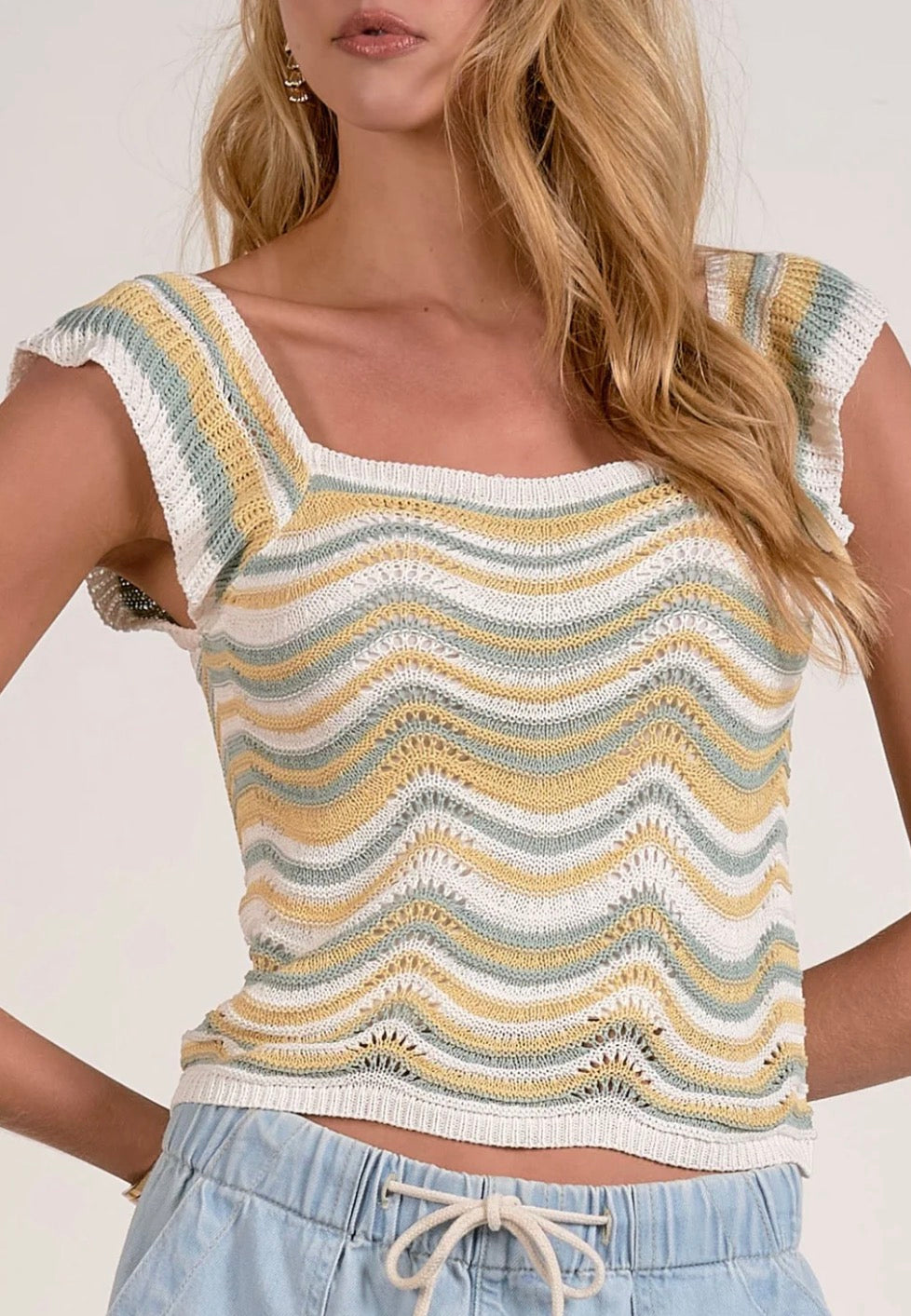 Crochet Ruffle Sleeve Tank
