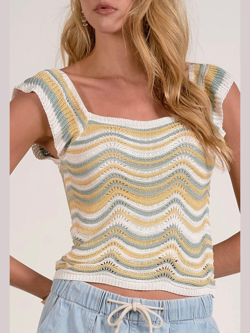 Crochet Ruffle Sleeve Tank
