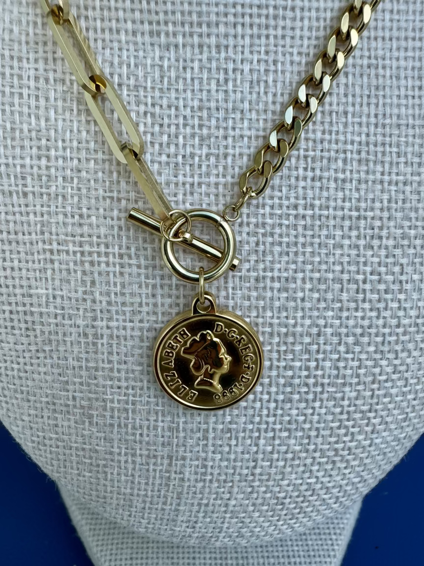 Coin Paperclip Necklace