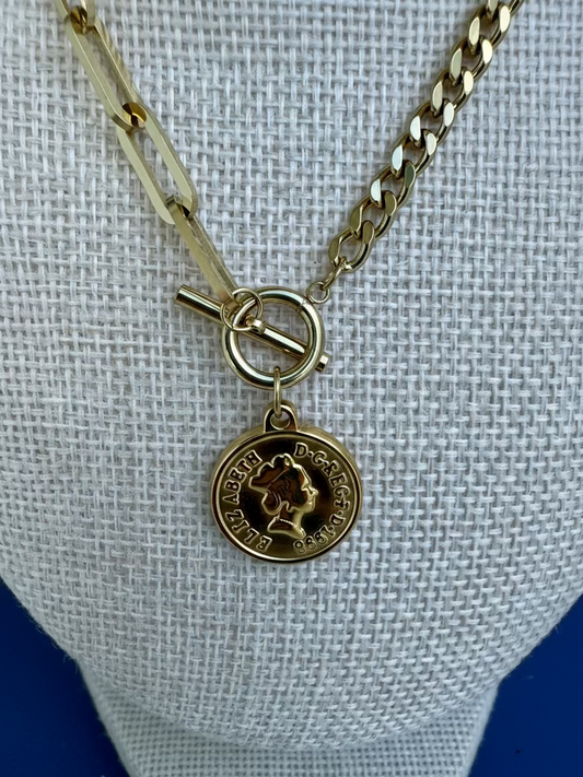 Coin Paperclip Necklace