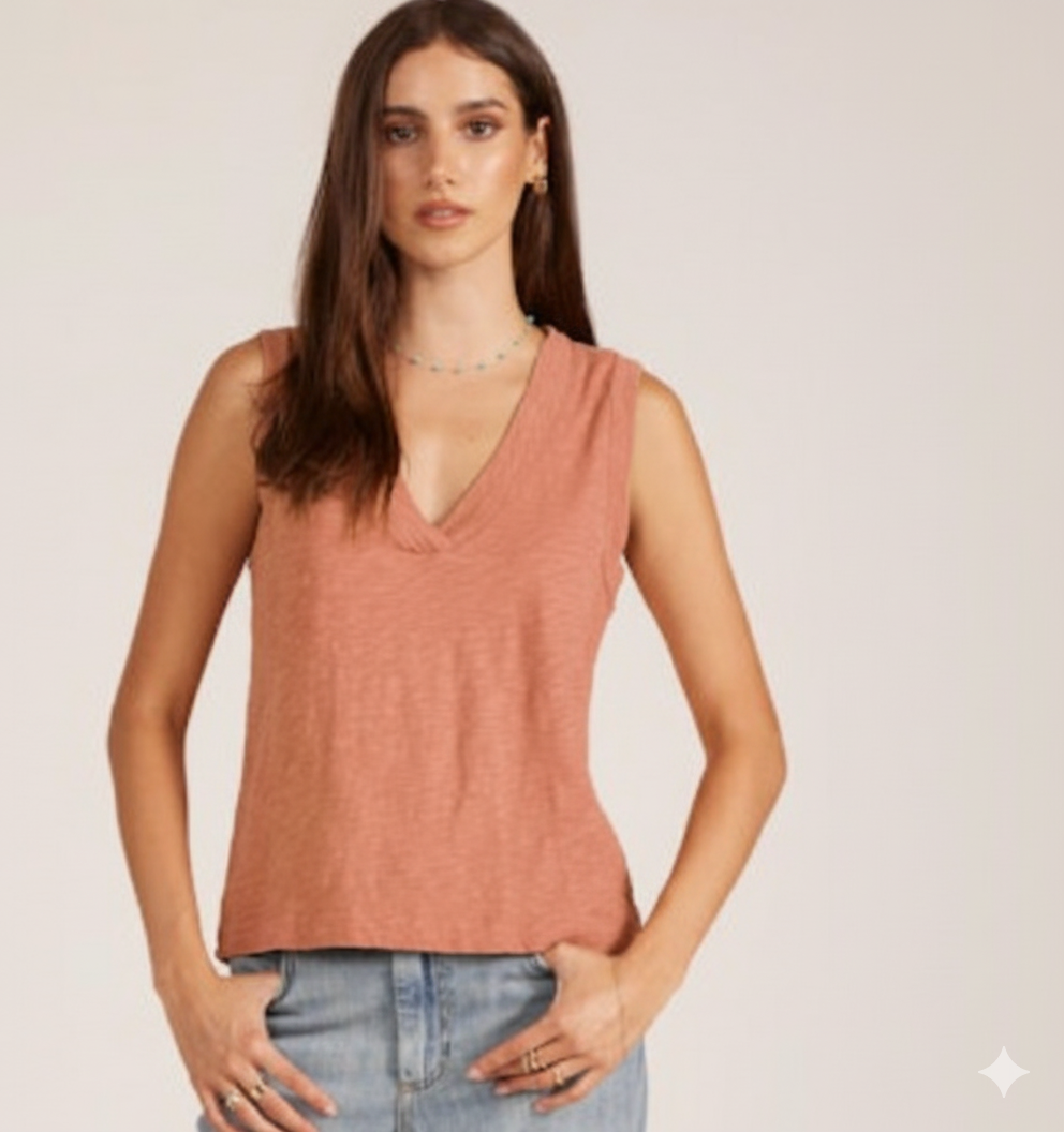 Banded Vneck Tank - Flush