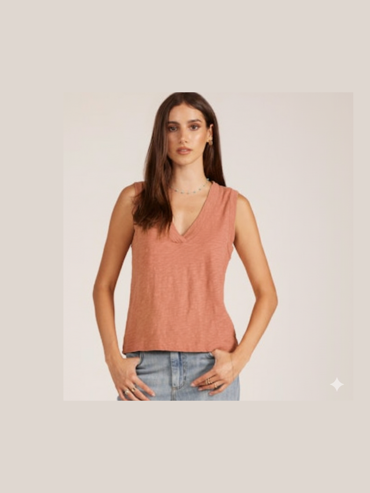 Banded Vneck Tank - Flush