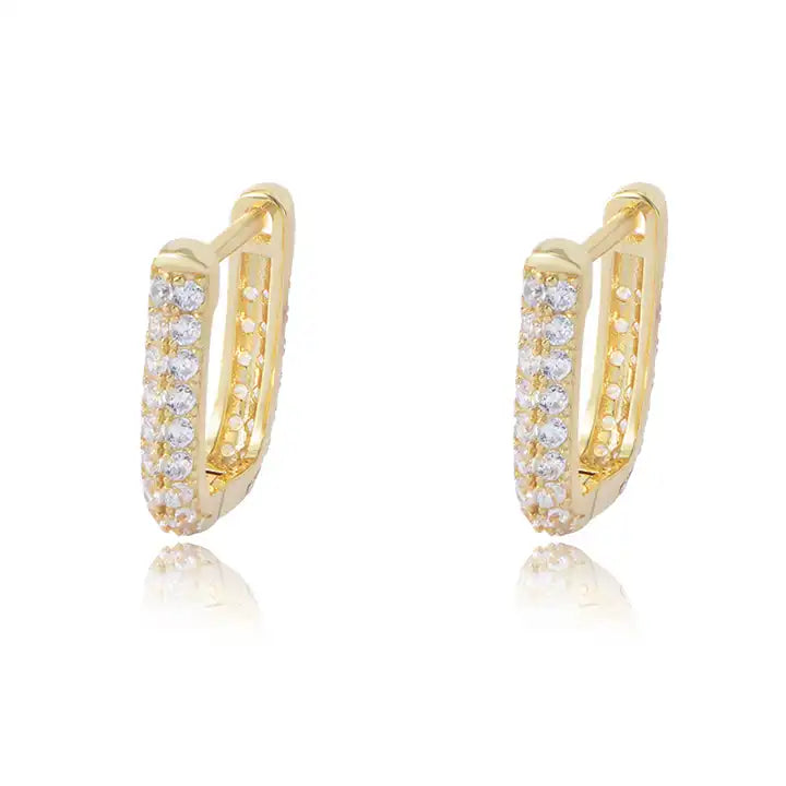 Pave CZ Huggie U Earrings