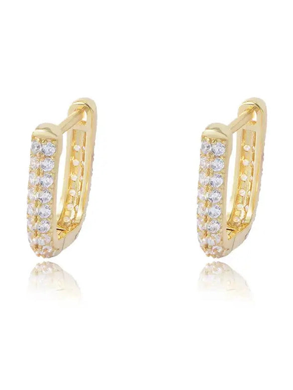 Pave CZ Huggie U Earrings