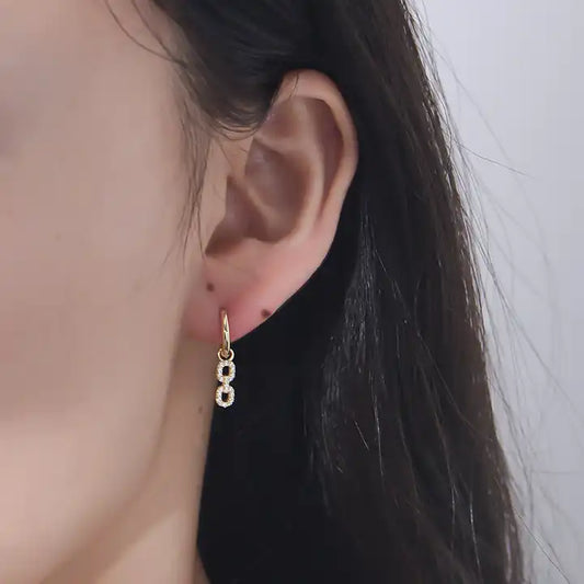 Safety Pin CZ Hoop Earrings