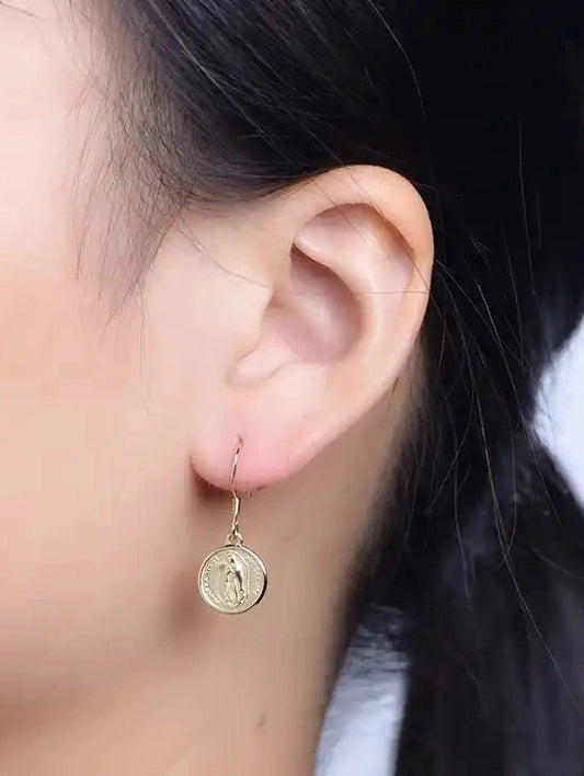 Virgin Mary Coin Earrings