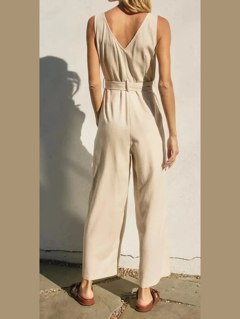 Oatmeal Button Down Jumpsuit