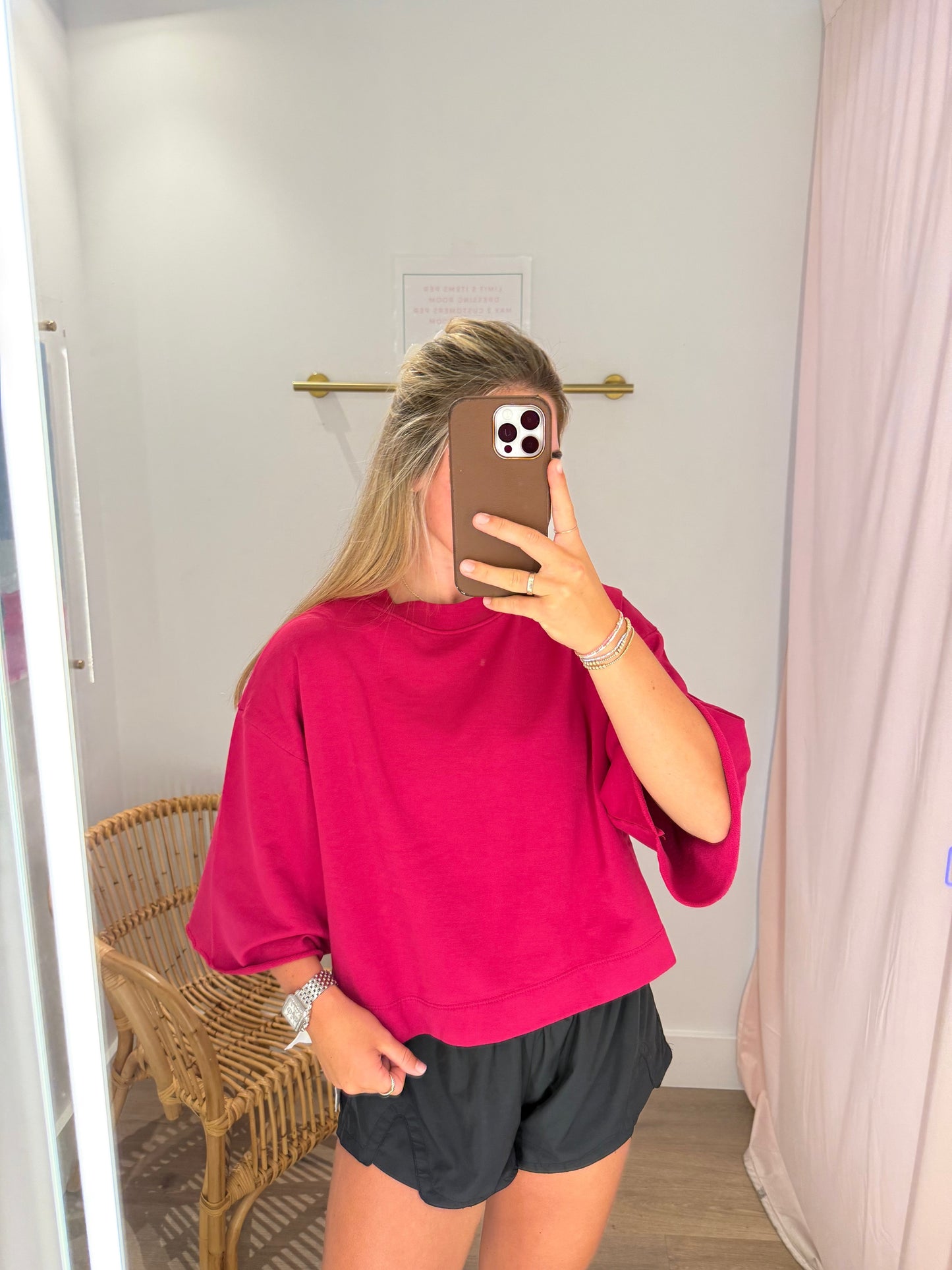 Luca Box Sleeve Top - Fuschia
