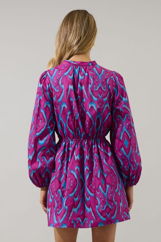 Ivani Abstract Luzma Drawstring Mini Dress