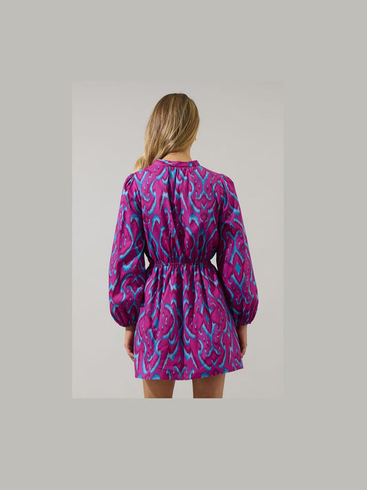 Ivani Abstract Luzma Drawstring Mini Dress