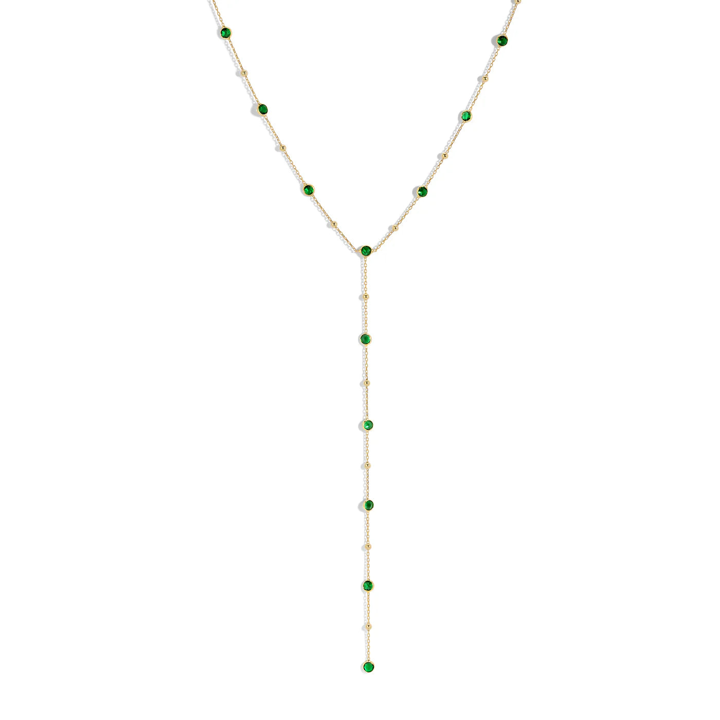 Bezel Gemstone Lariat - Emerald