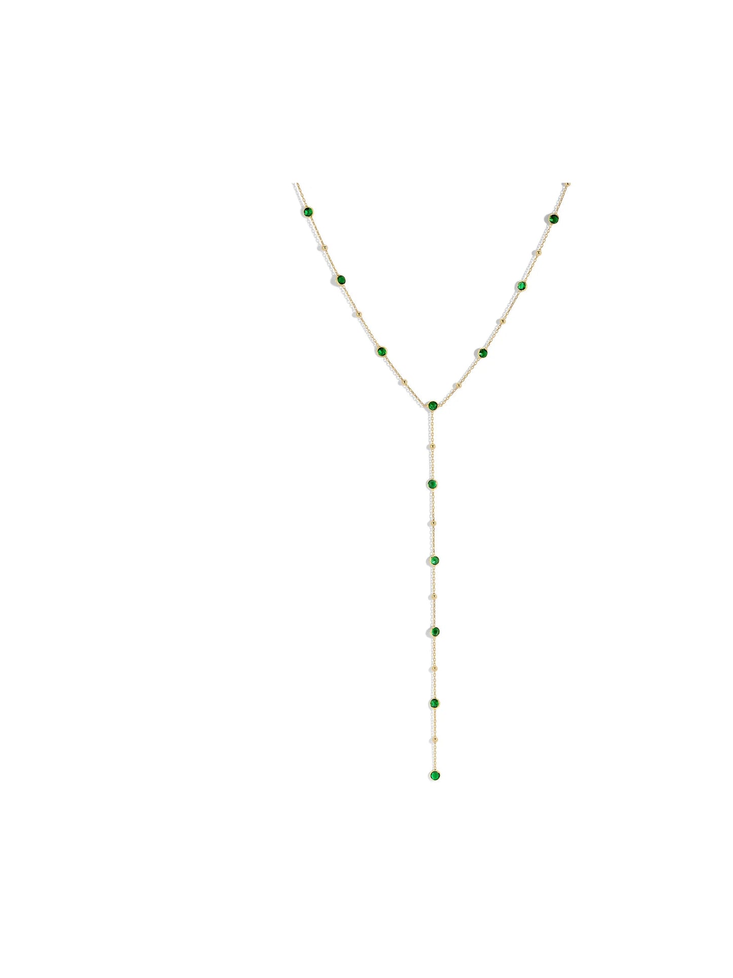 Bezel Gemstone Lariat - Emerald