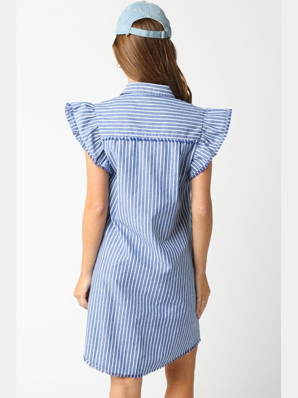 The Honor Stripe Dress- Blue