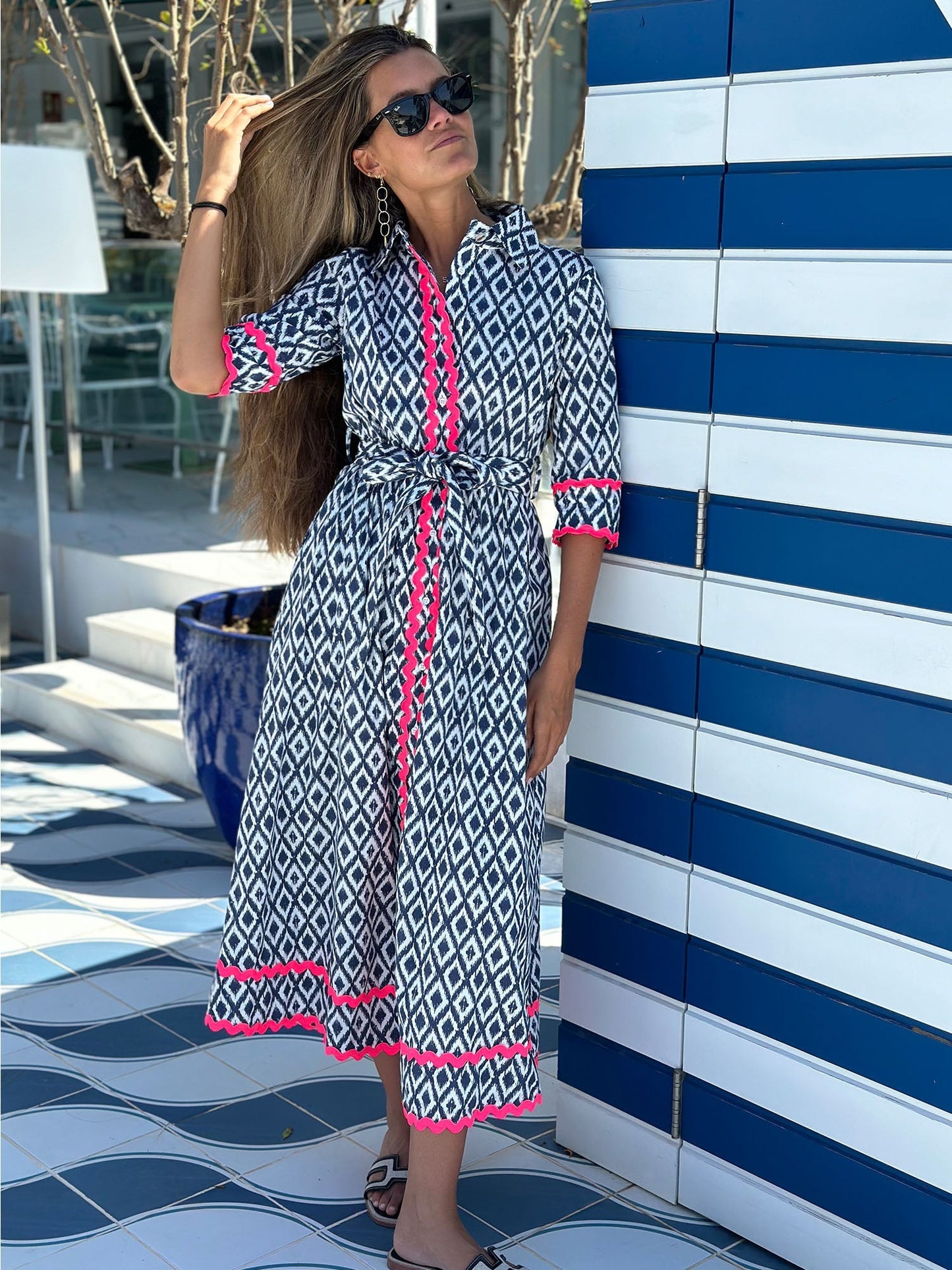 Brenda Navy and Neon Dress