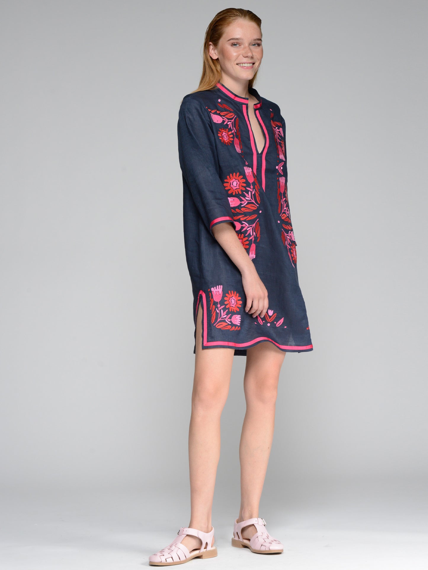 Diletta Navy Embroidered Kaftan