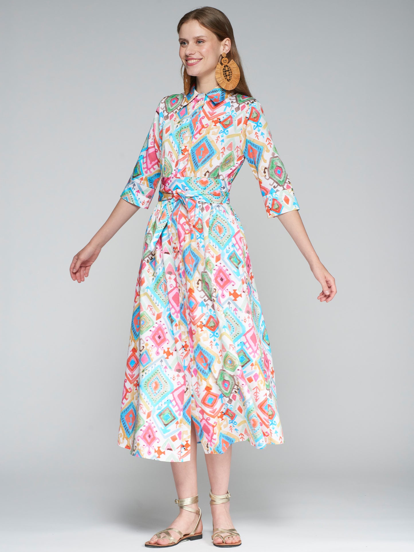 Brenda Turquoise and Coral Dress