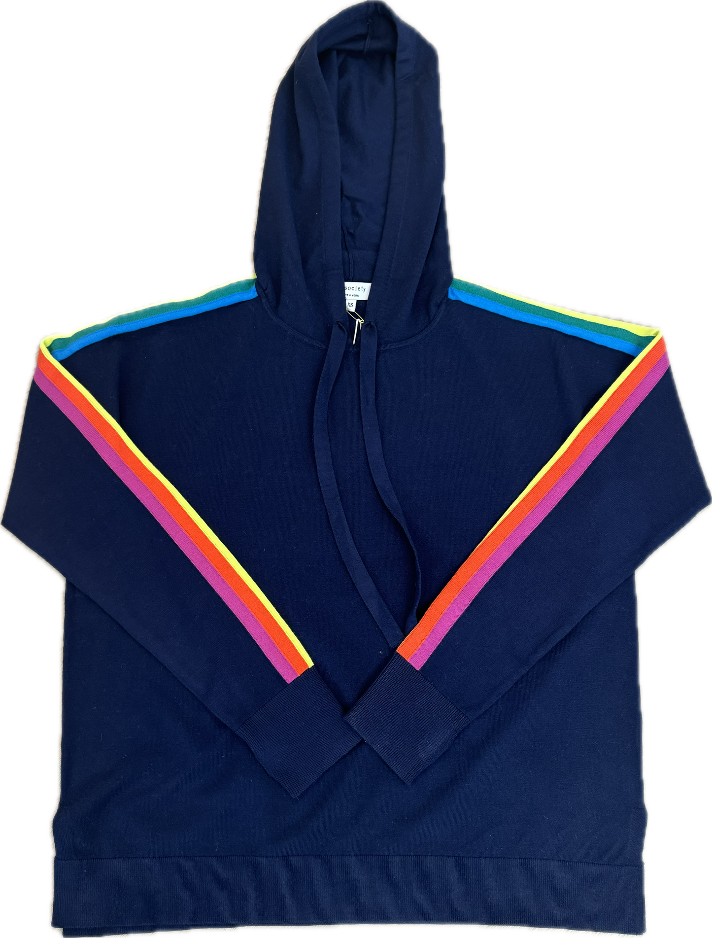 Stripe Sleeve Zip Up Sweater