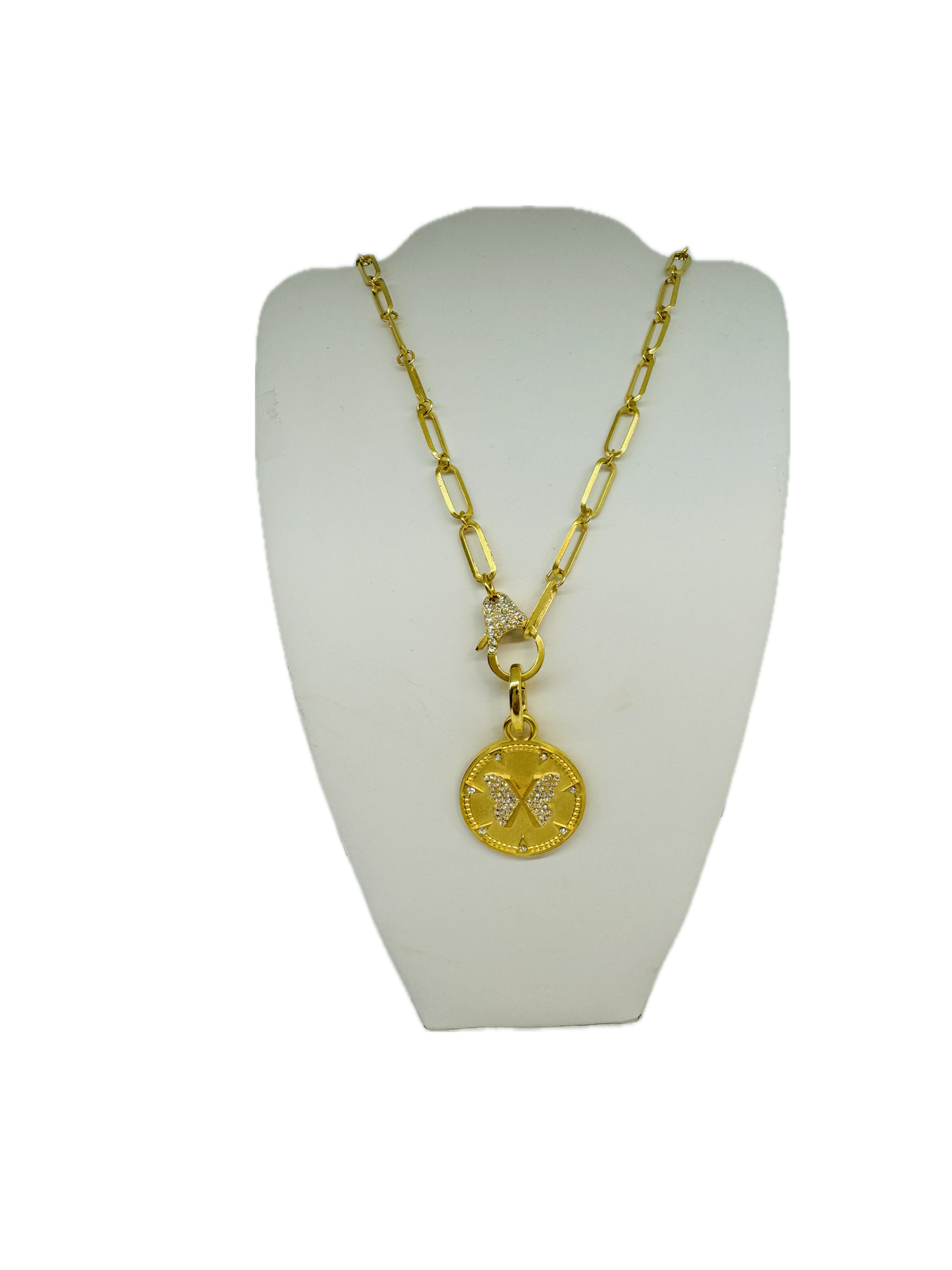 Paperclip Chain with Pave Lobster Claw Clasp