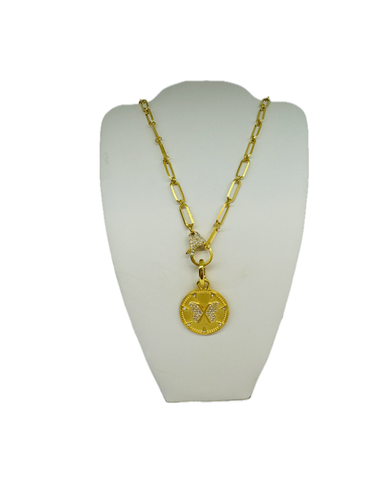 Paperclip Chain with Pave Lobster Claw Clasp