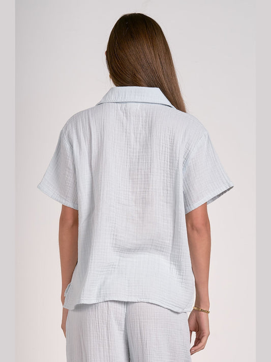 Beachy Gauze V-Neck-Light Baby Blue