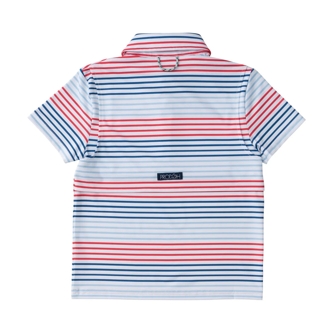 Pro Proformance Polo America Red, White and Blue Stripe
