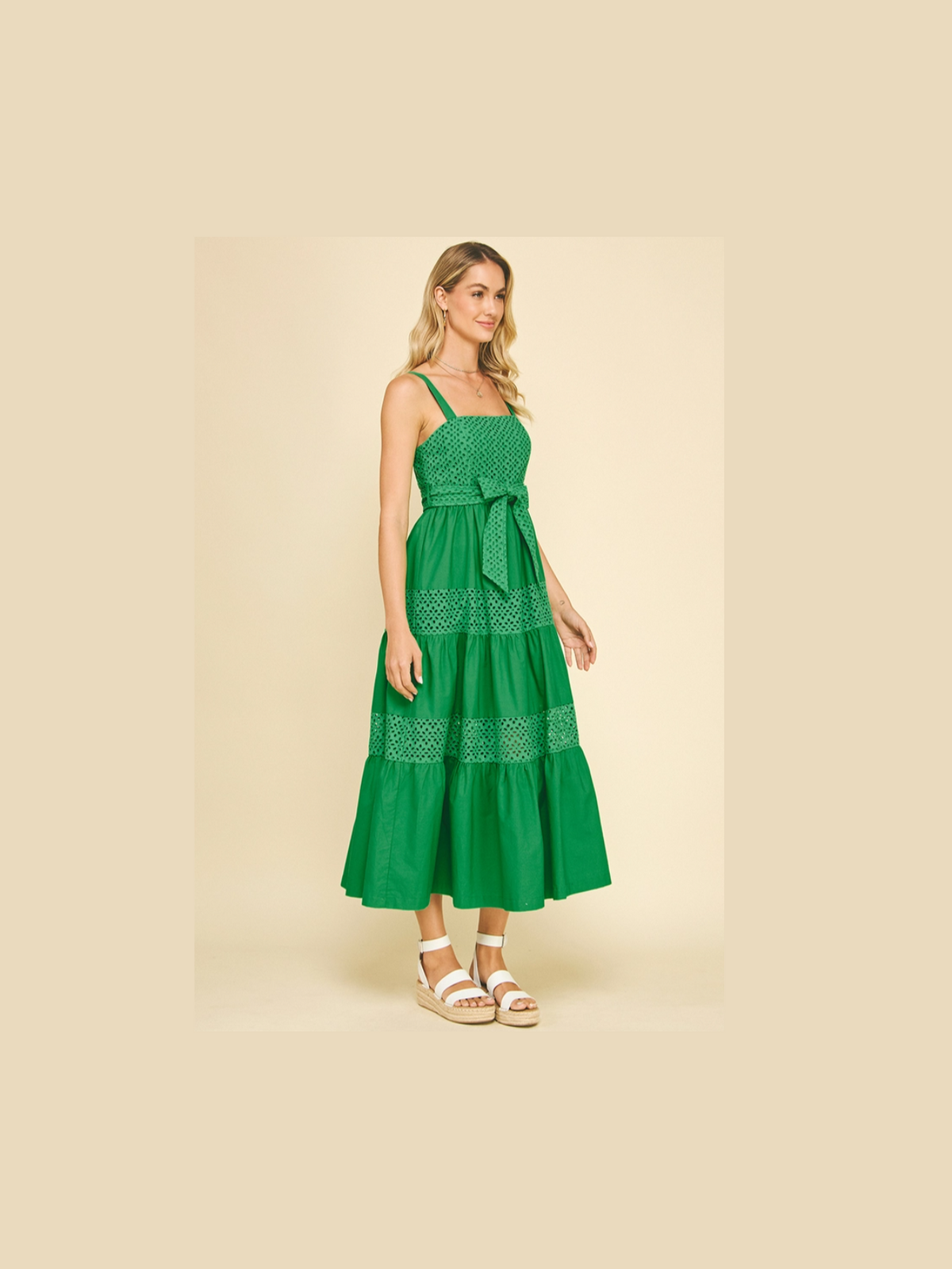 Eyelet Kelly Green Maxi Dress