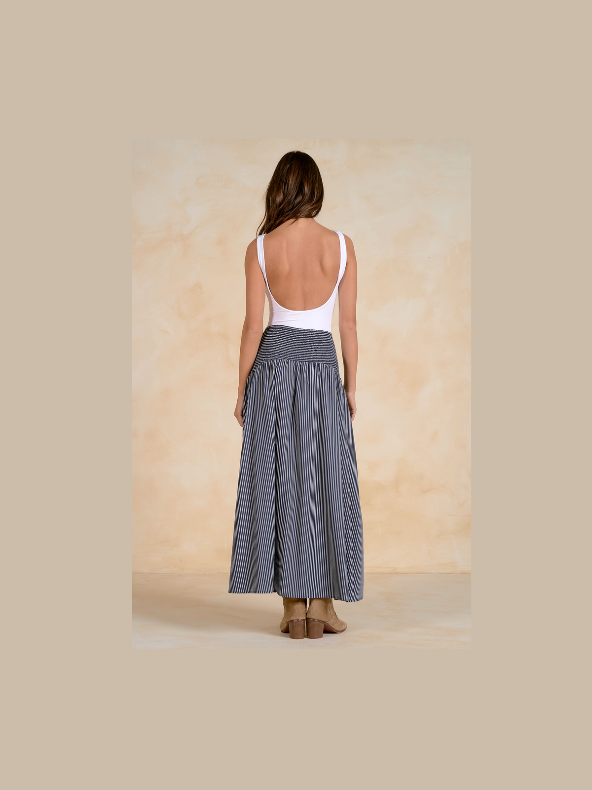 Navy Striped Maxi Skirt