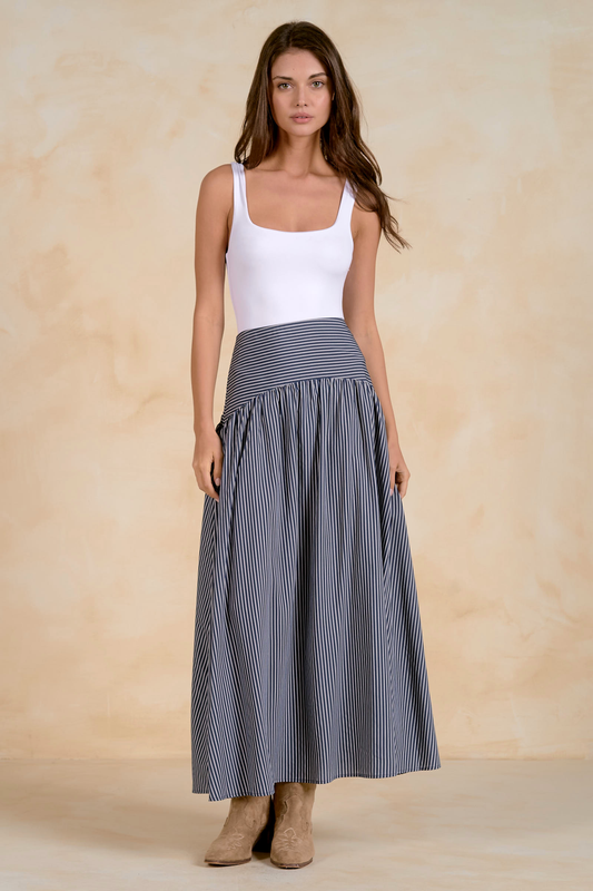 Navy Striped Maxi Skirt