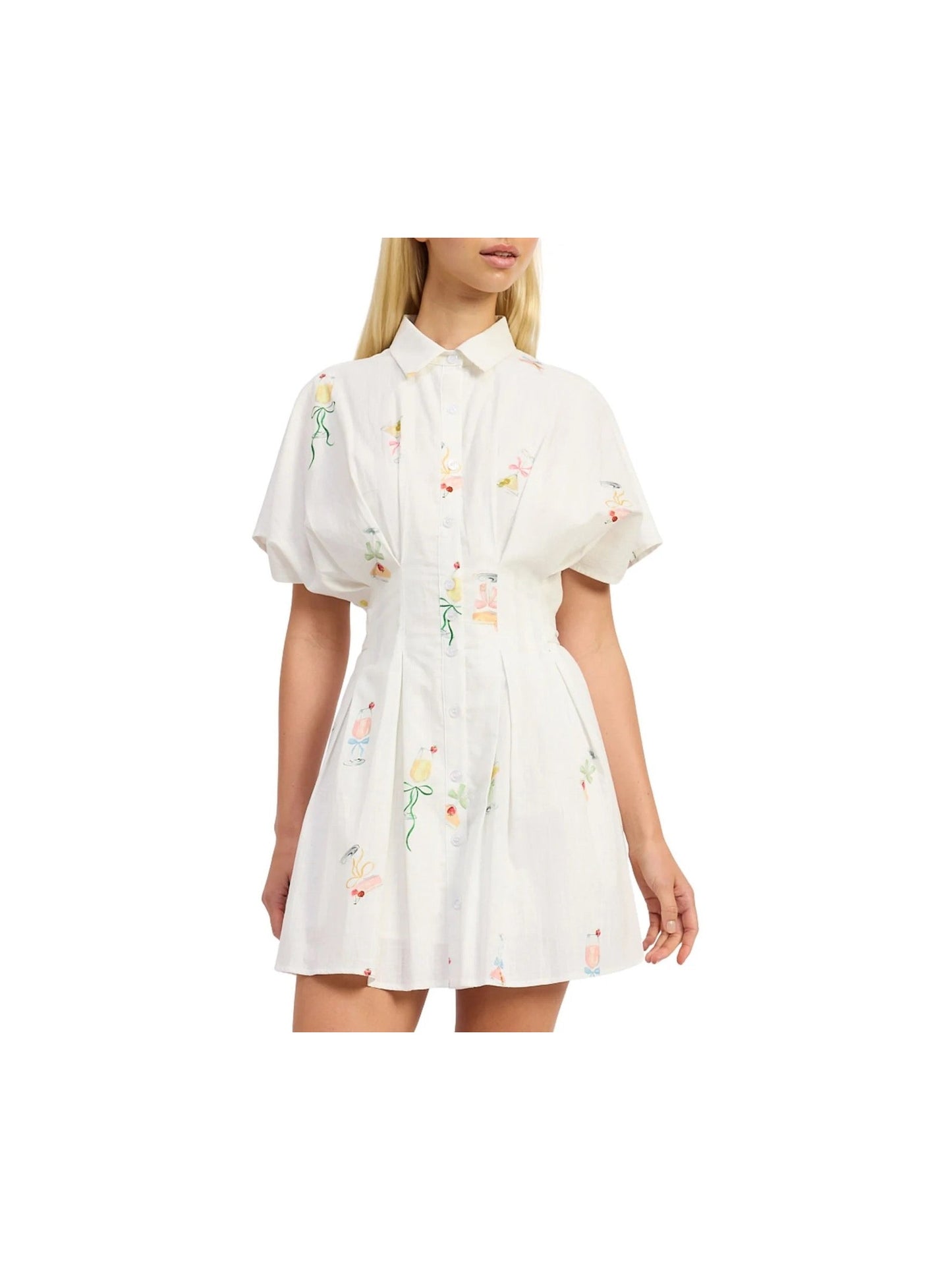 Martini Print Mini Shirt Dress